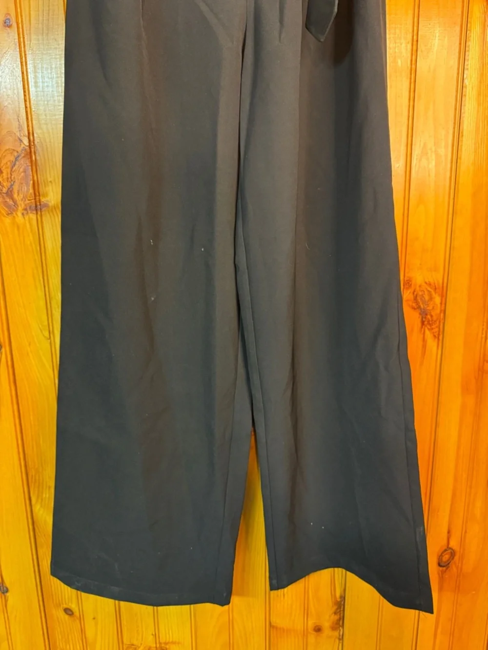 Choosy Elegent One-Shoulder Tie Wide-Leg Pant Jumpsuit with Belt,Black - Picture 6 of 11